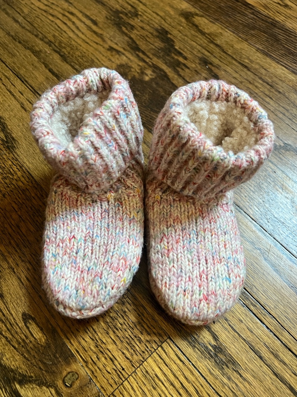 Bombas Pink Multicolor Speckled Knit Baby Booties